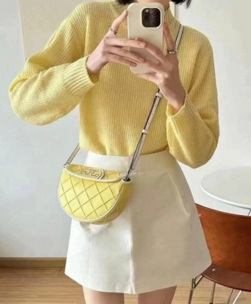 Tori Burch_Fleming Crescent Premium Bag With OG Box & Dust Bag (Yellow - 608)