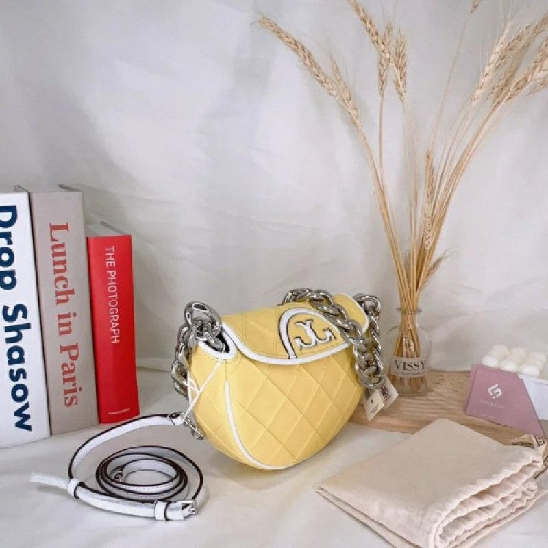 Tori Burch_Fleming Crescent Premium Bag With OG Box & Dust Bag (Yellow - 608)