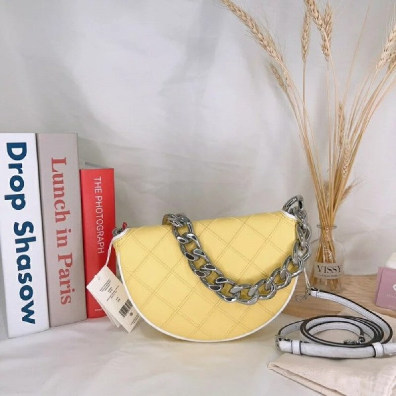 Tori Burch_Fleming Crescent Premium Bag With OG Box & Dust Bag (Yellow - 608)