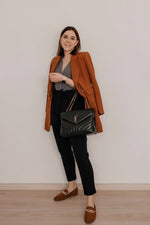 YSL Saint Laurent Loulou Shoulder Bag With OG Magnetic Box & Dust Bag (Black - Gold - 165)