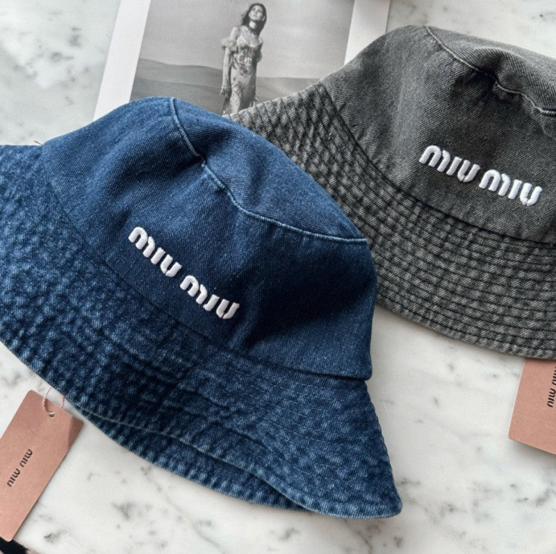 Miu Miu Premium Denim Bucket Hat (Blue) Premium Unisex Hat