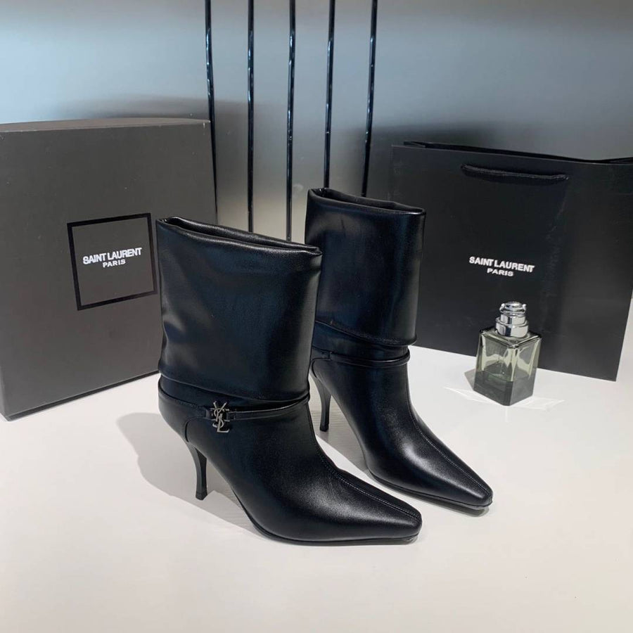 Ysl_Saint_Laurent_Niki_Leather_High_Heeled_Ankle_Boots_With_The_YSL_Logo_With_OG_Box_Dust_Cover_&_Carry_Bag_B2_Black