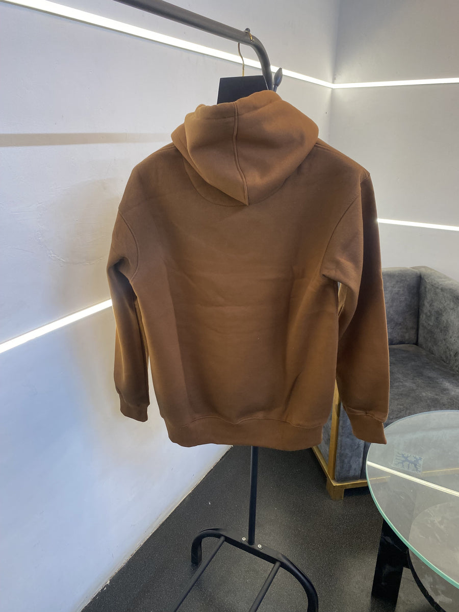 Amiri heavy gsm fleece fabric hoody sweatshirt with ameeri applique embroidery work with shaded spray work as original brown