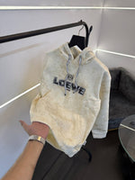 Loewe shadow print cut work imported hoodie cream
