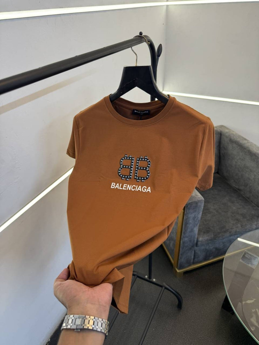 Balenciaga a rust front and back print turkish imported round neck tshirt sale