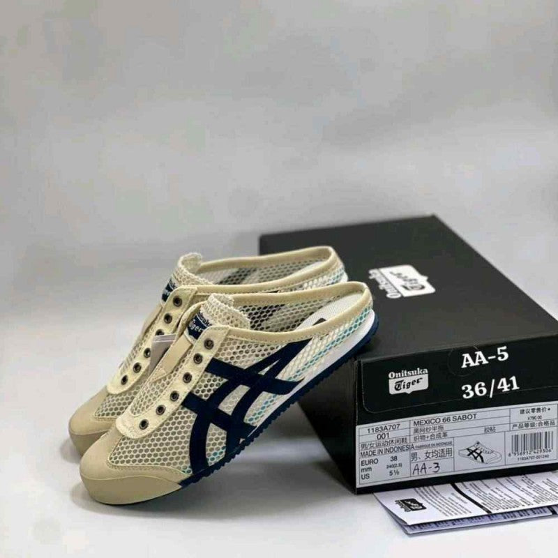 onitssukkaa tiger Mexico 66 Sabot Half Cut Cream Navy