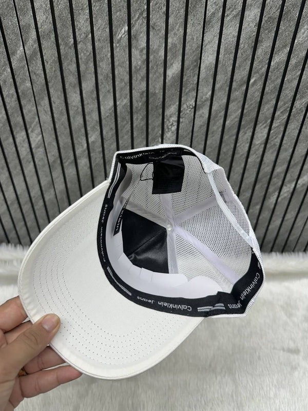 Calvin Kline_White_Premium_Large_Front_Logo_Trucker_Hat