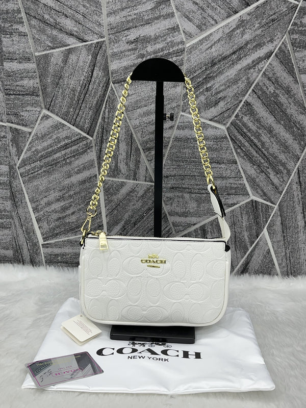 Coach_Large_White_Wristlet_With_DustCover