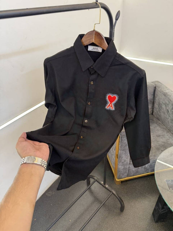 Ami black denim style imported shirt with front and back pattern
