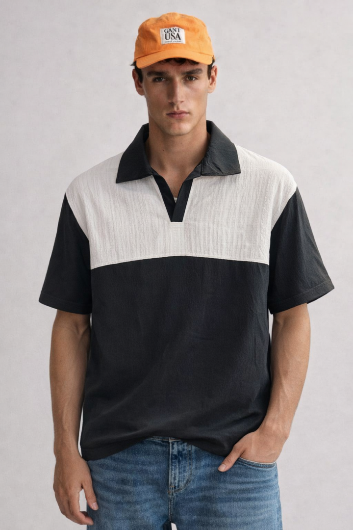 KOREAN IMPORTED HIGH DEMAND ARTICLE POLO T-SHIRT BLACK WHITE