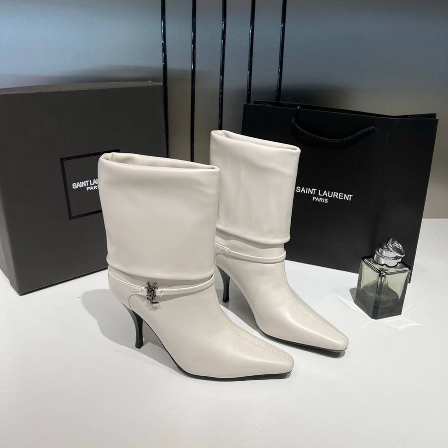 Ysl_Saint_Laurent_Niki_Leather_High_Heeled_Ankle_Boots_With_The_YSL_Logo_With_OG_Box_Dust_Cover_&_Carry_Bag_B2_Of White