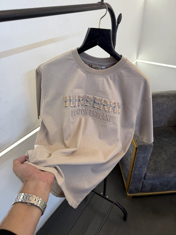 Burberry beige oversize puff print imported round neck tshirt