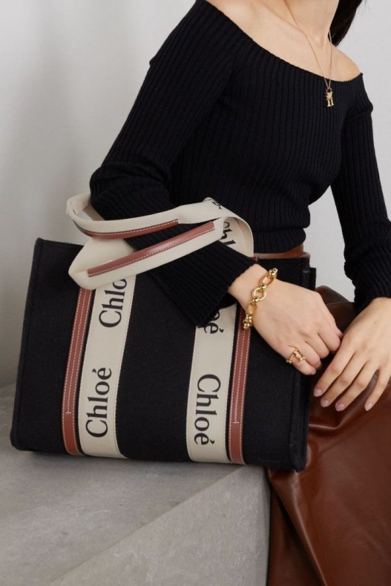 CHLOE Medium Woody Tote Bag With Dust Bag (Black - 395)