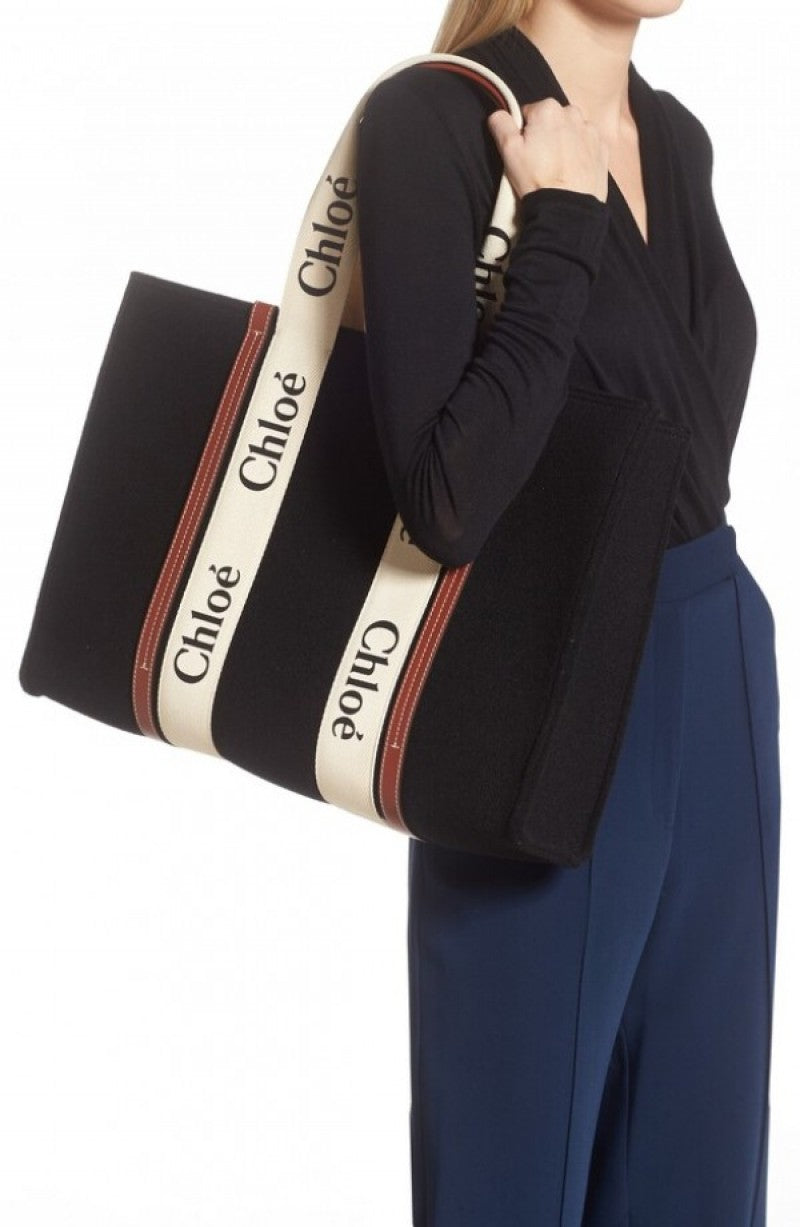 CHLOE Medium Woody Tote Bag With Dust Bag (Black - 395)