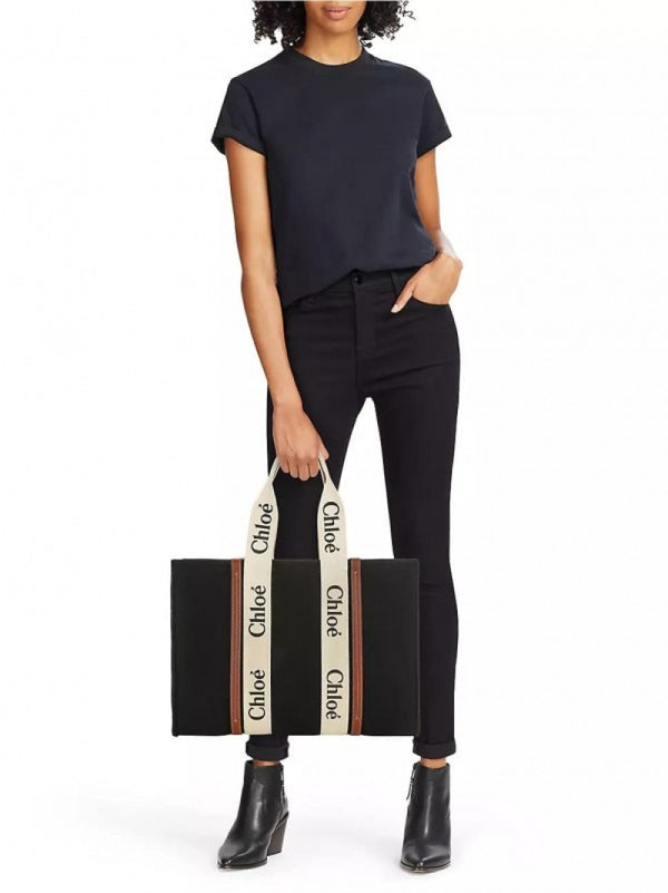 CHLOE Medium Woody Tote Bag With Dust Bag (Black - 395)