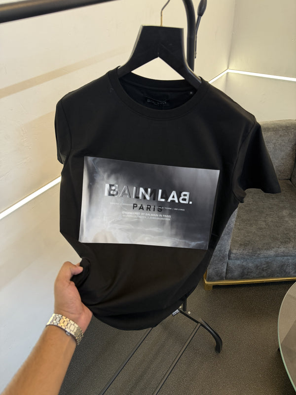 Balmain Turkey imported round neck 3d print patch tshirt black