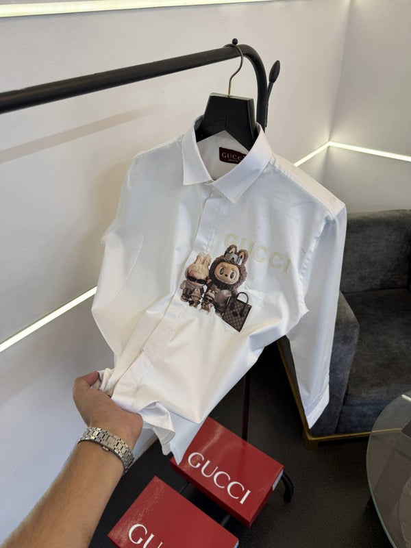 Gucci x labubu imported cotton satin shirt white