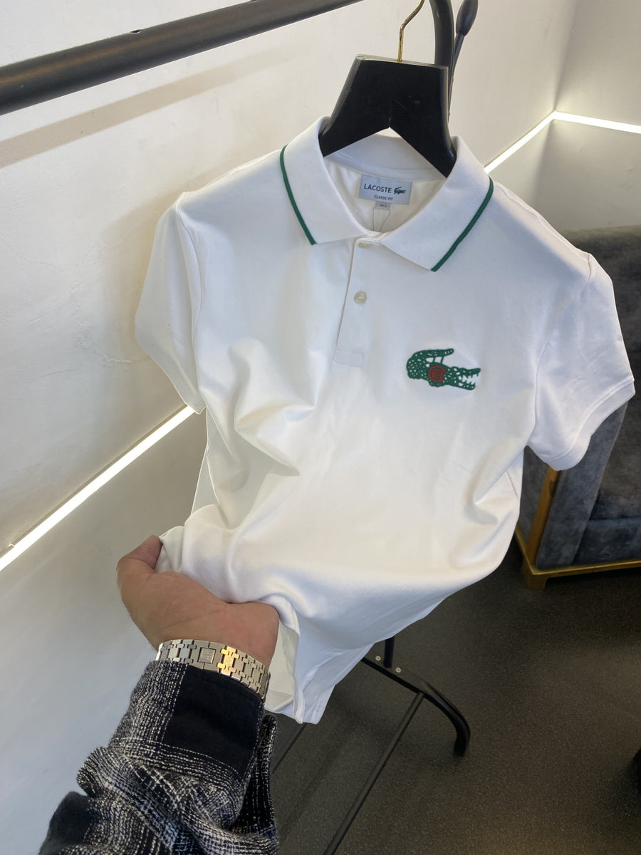 Lacoste imported polo tshirt white sale