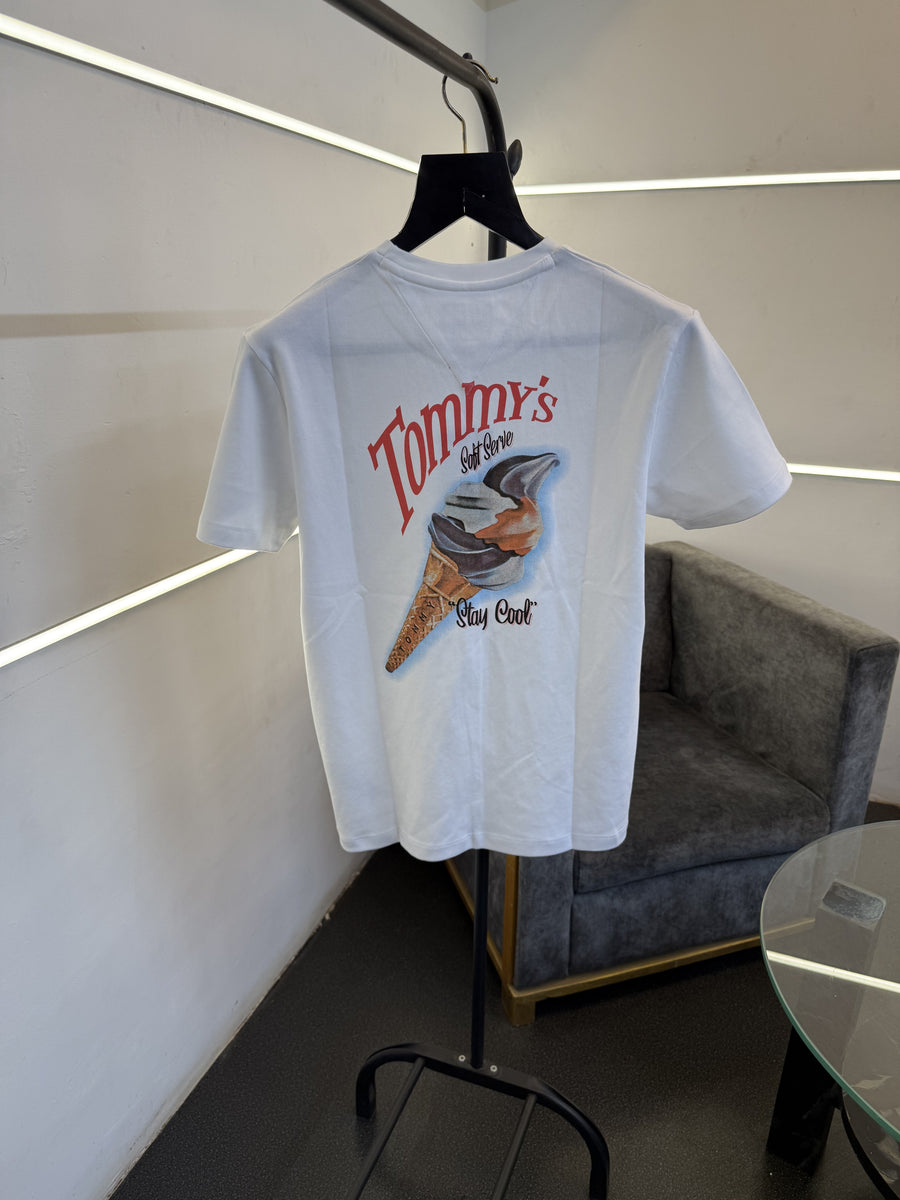 Tommy hilfigar round neck imported tshirt white sale