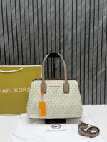 Michael Kors CB Cream-AP Medium Satchel Bag Highend With Original DustCover & CarryBagPacking