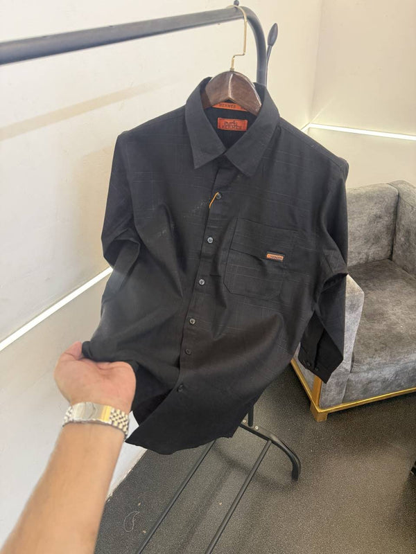 Heermes linen cotton imported shirt black