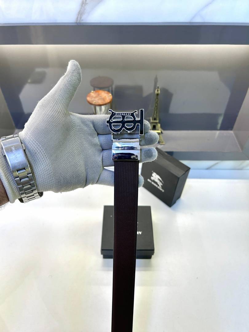 Burberry Silver Glossy Reversible Belt Fa 416