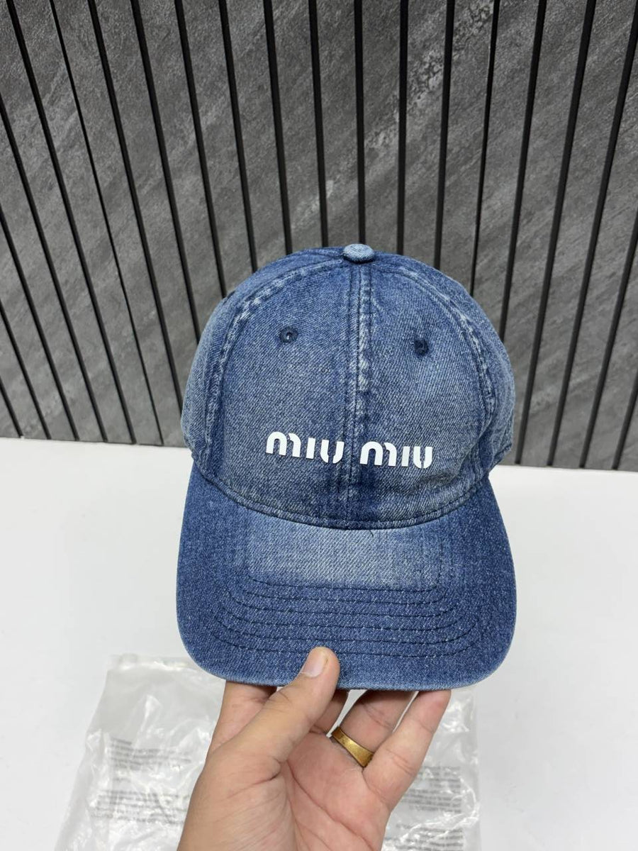 Miu Miu Denim Dark Blue Premium Unisex Cap With Original Zipper Polly Bag