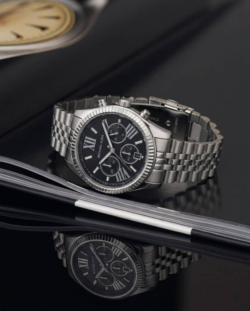 Michael Kors Lexington Chronograph Silver-Black
