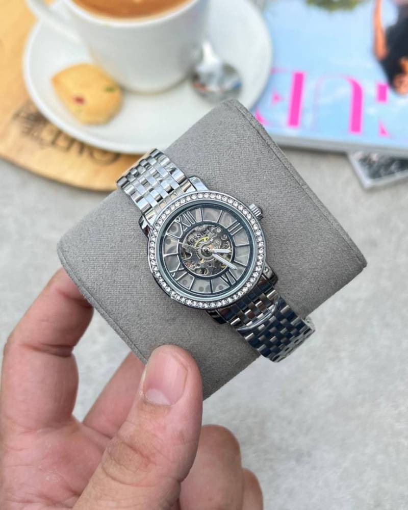 Fossil Delphi Automatic full silver