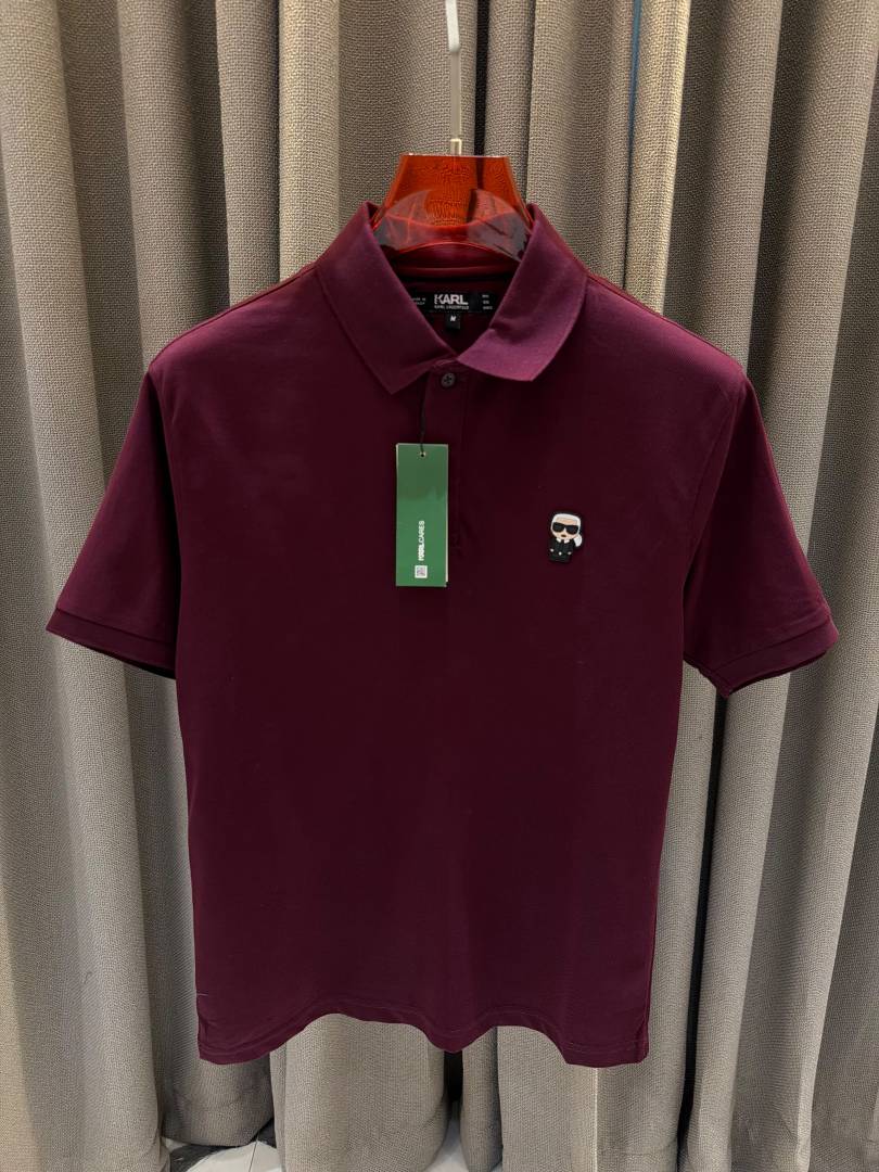 Karl Legarfield Chest Logo Polo T-shirt Wine Red