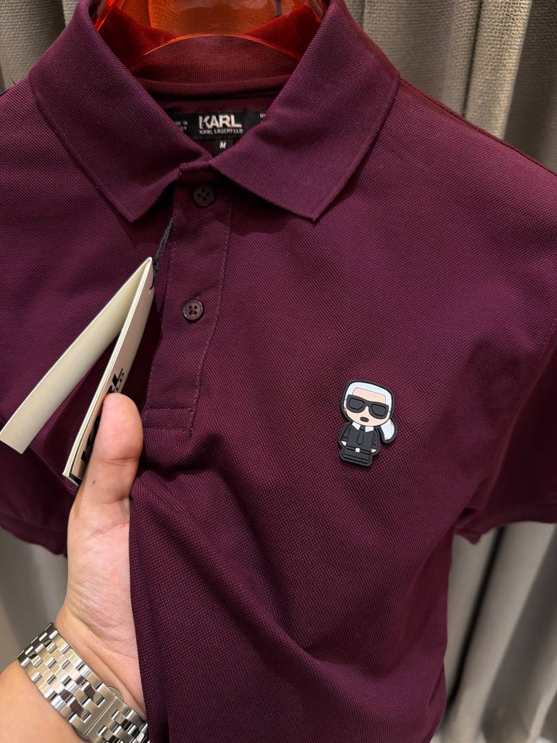 Karl Legarfield Chest Logo Polo T-shirt Wine Red