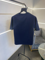 Balenciaga a over size spray print with embroidery logo imported tshirt navy blue