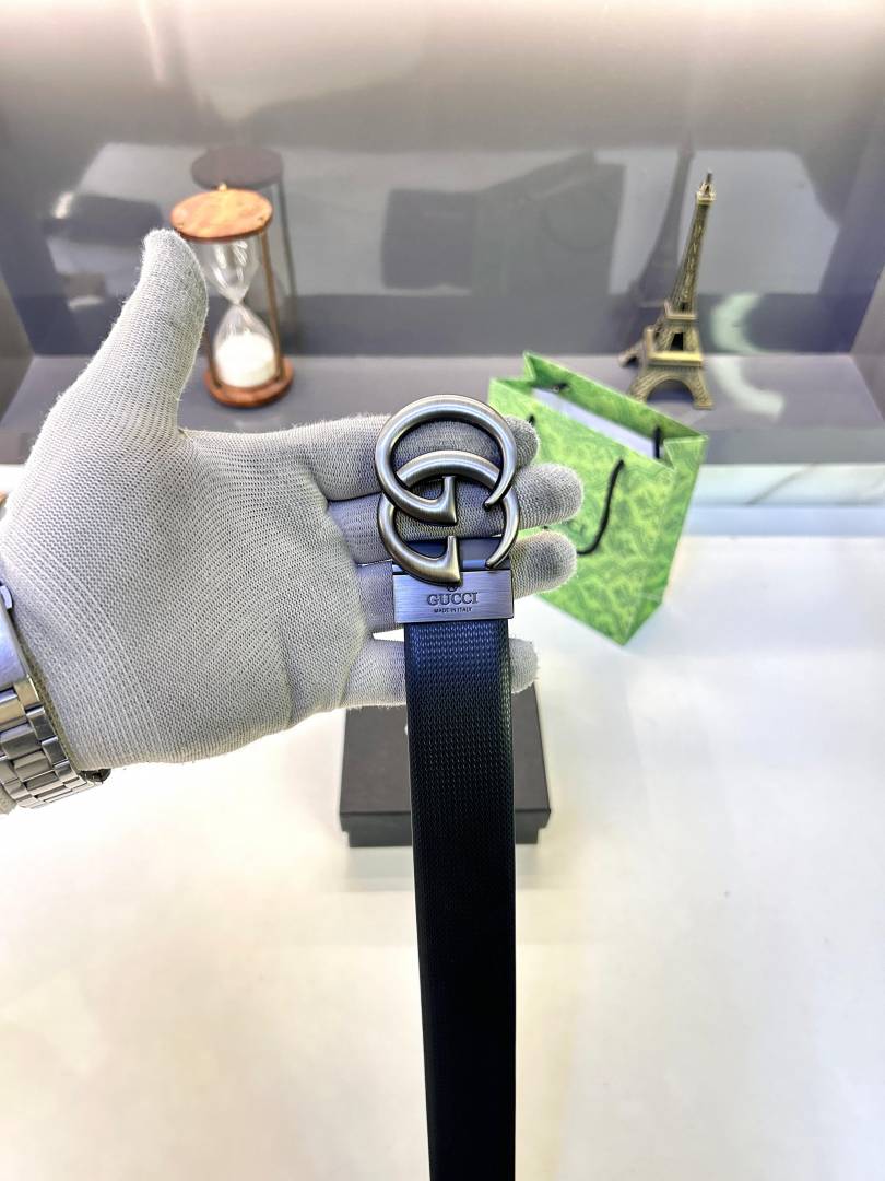 Gucci Grey Black Reversible Belt Fa 378