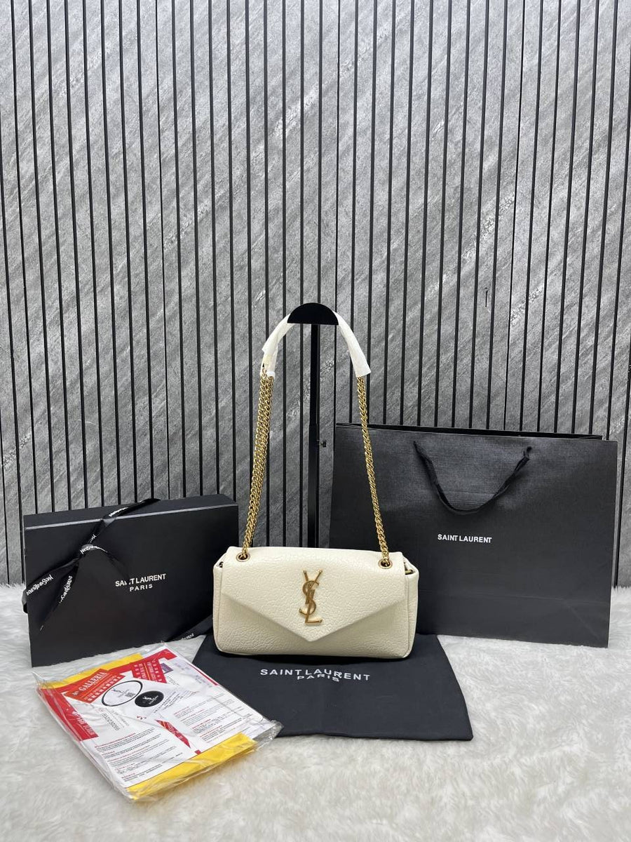 Ysl CB Calypso White Shoulder Bag With Original Box Dust Cover CarryBag Premium Packaging