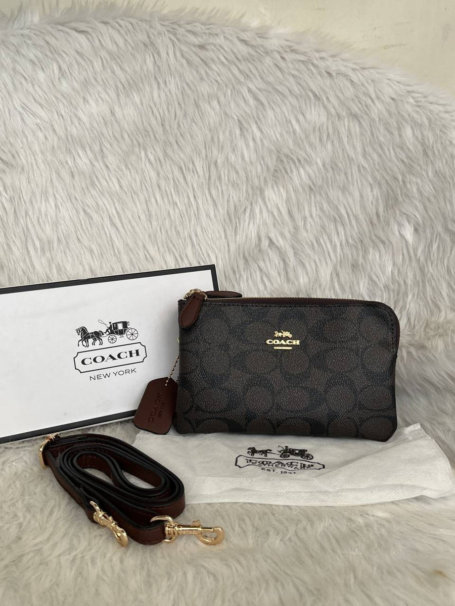 Coach 04 Dual Zip Wristlet Sling Bag With OriginalBox & DustCover Packingh
