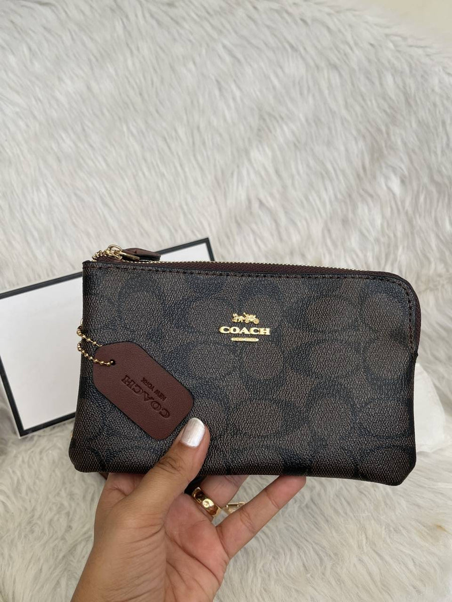 Coach 04 Dual Zip Wristlet Sling Bag With OriginalBox & DustCover Packingh