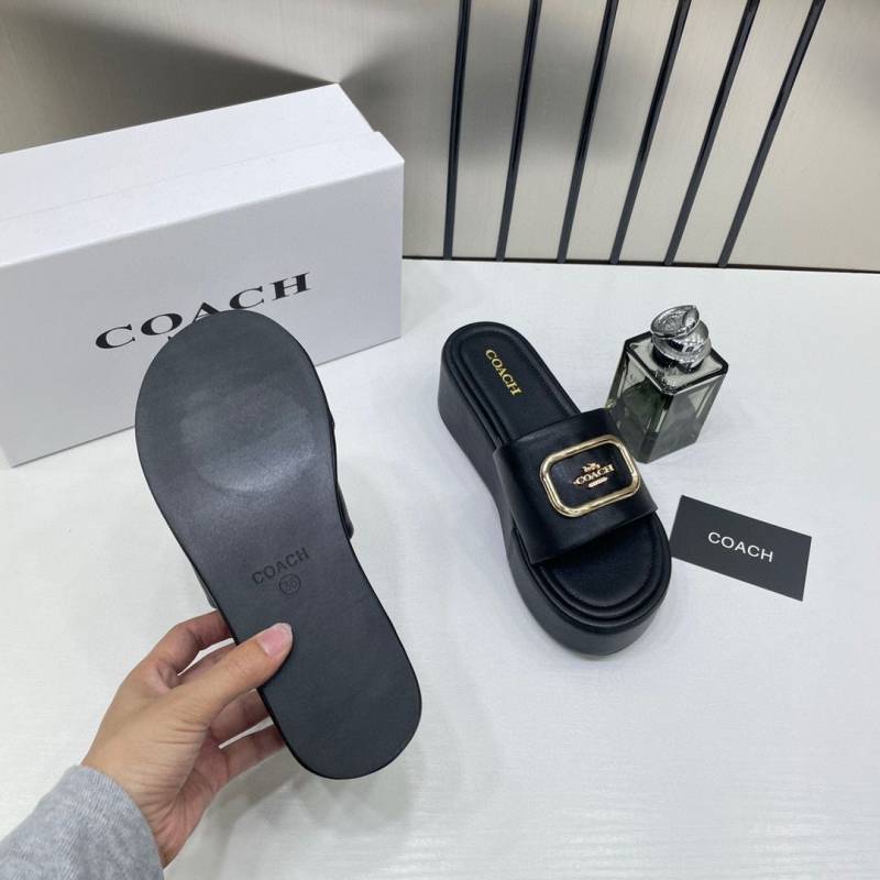 Coach_FixPrice_NoReturn_Eloise_Black_Platform_Sandals_With_Original_Packing