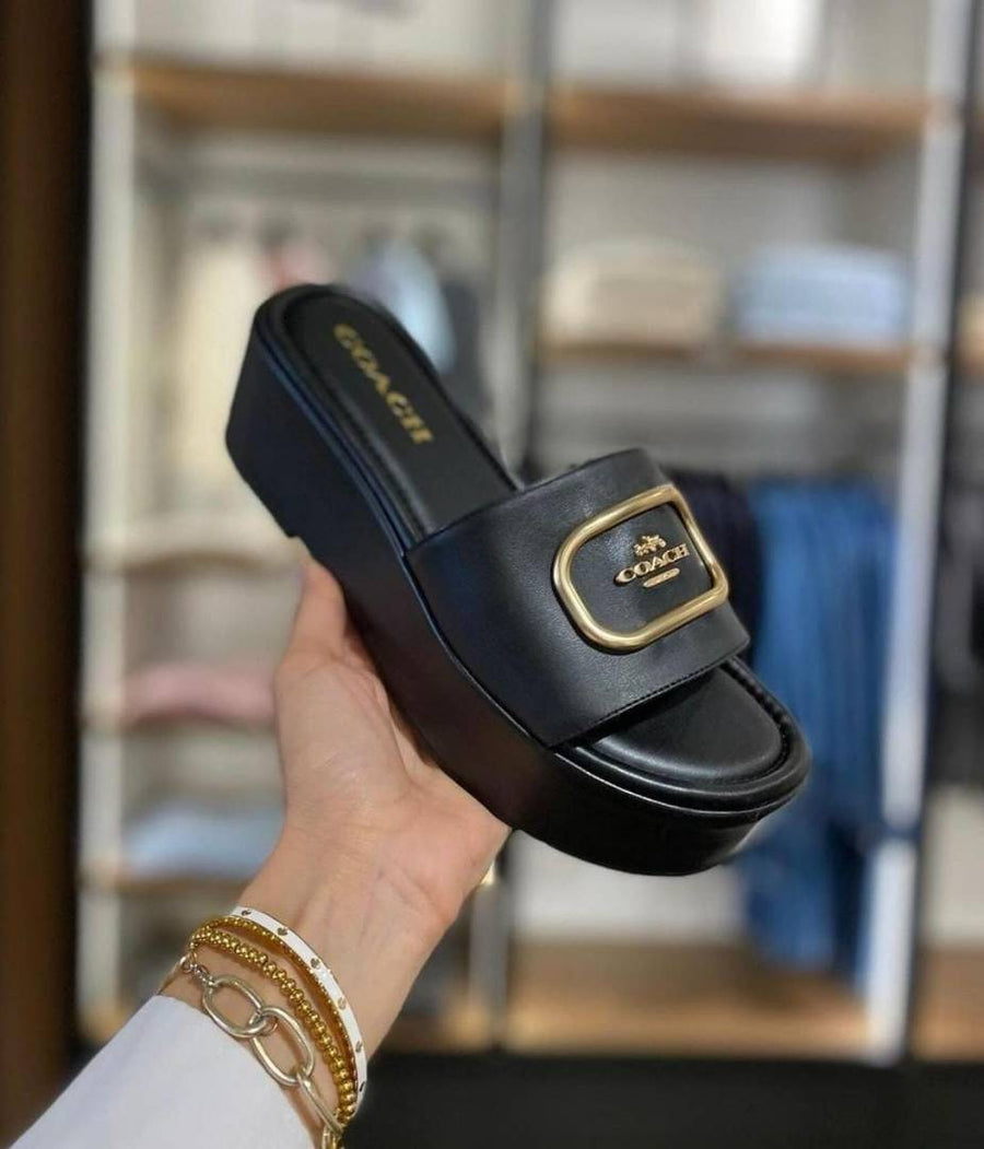 Coach_FixPrice_NoReturn_Eloise_Black_Platform_Sandals_With_Original_Packing