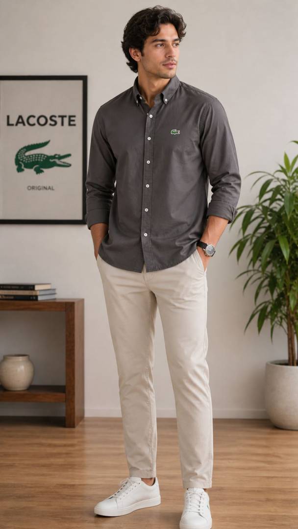 Lacost imported shirt Grey