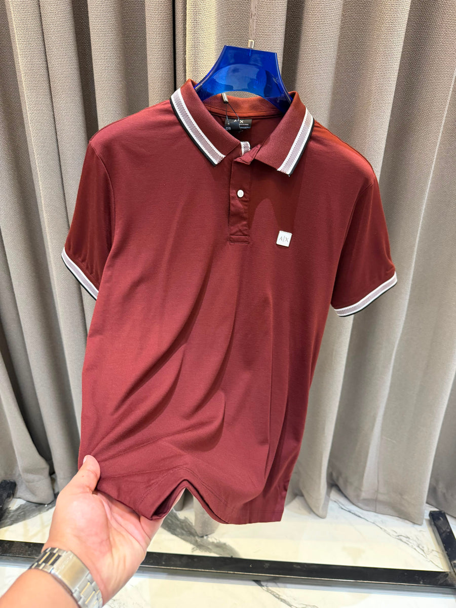 AX Chest Logo Polo T-shirt Maroon