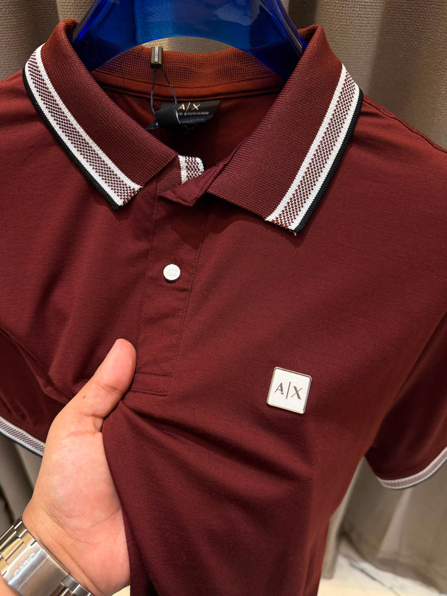 AX Chest Logo Polo T-shirt Maroon