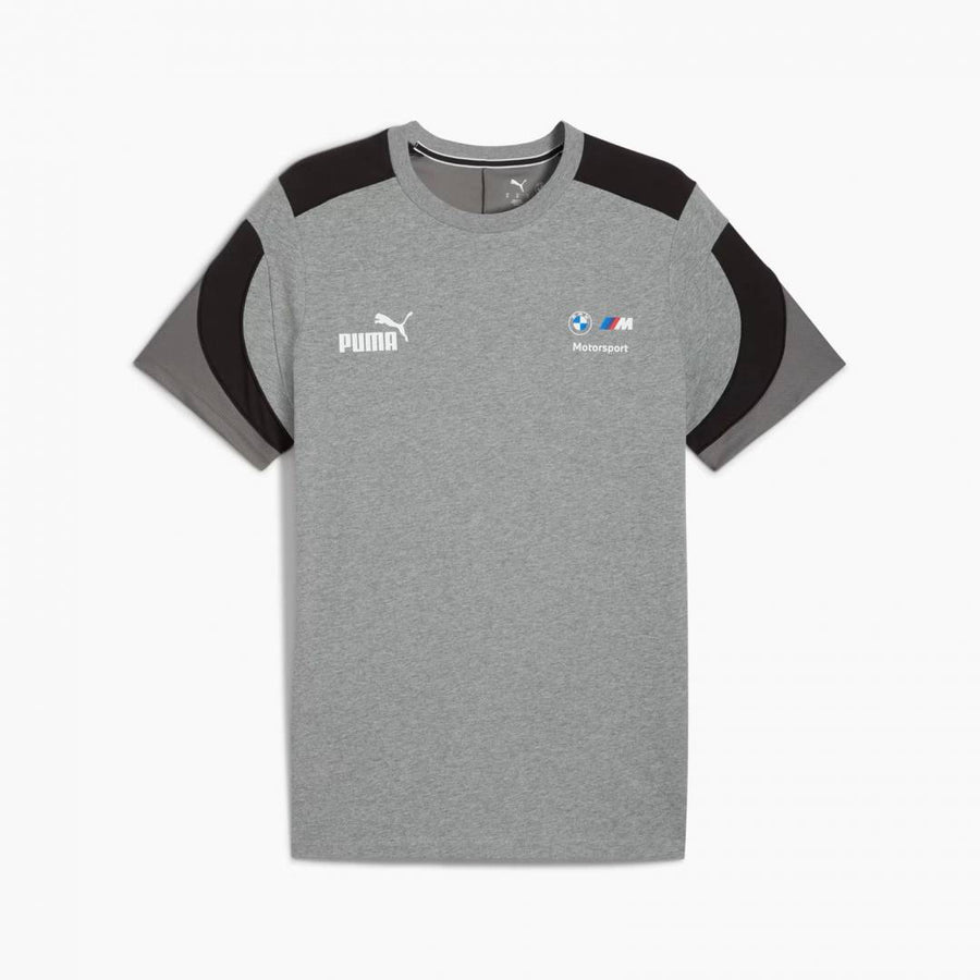 BMW Chest Logo Round Neck T shirt Grey