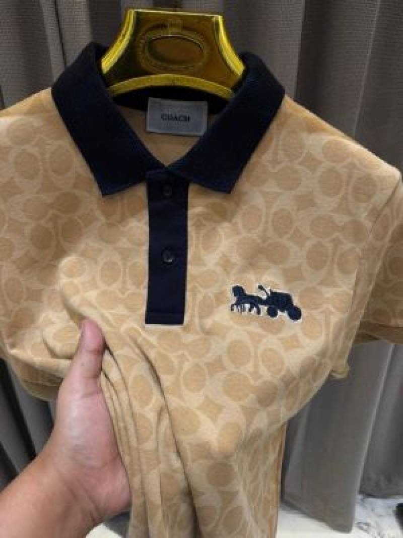 Coach Chest Logo Polo T-shirt Brown