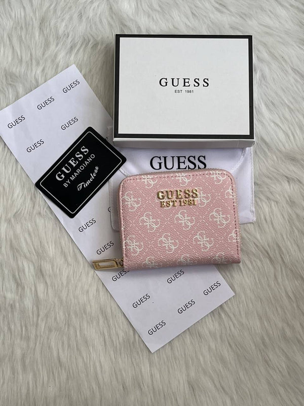 Guess 03 Pink Mini Zippy Wallet With Original Box - Dust Cover - Card Premium Packing
