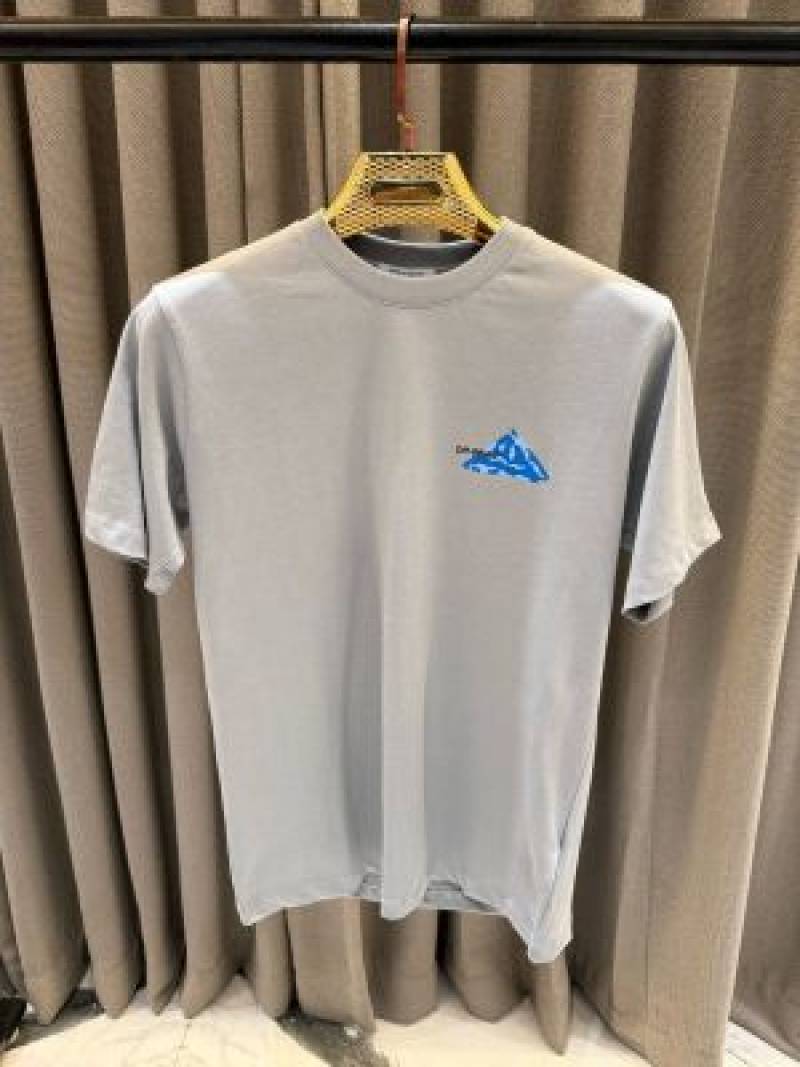 Of white Chest Logo Round Neck T-shirt Grey Blue