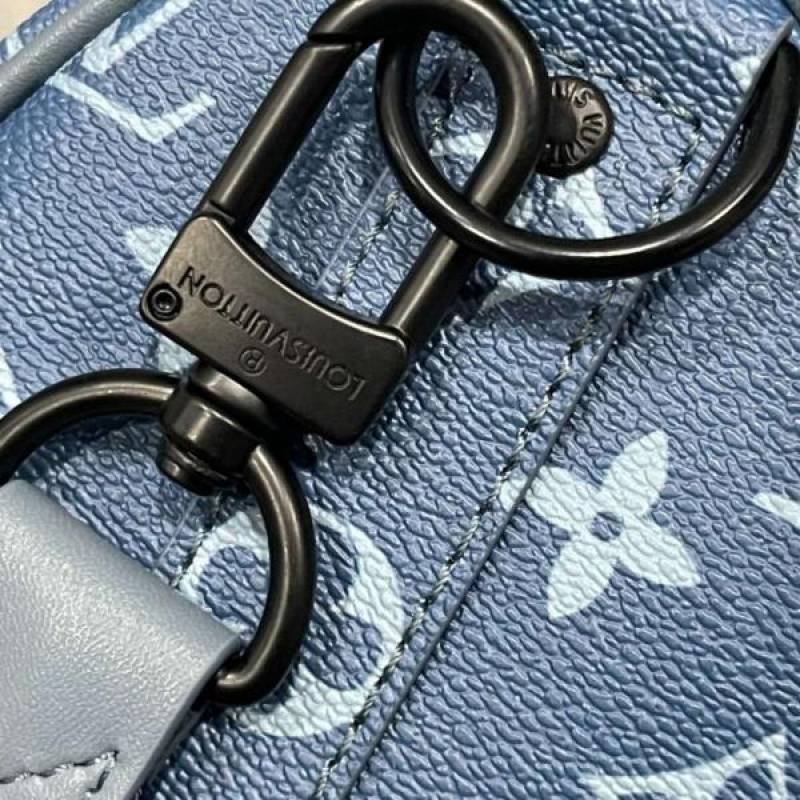 Louis Vuitton LV M46803 Keepall Bandouliere Monogram Speedy With OG Magnetic Box & Dust Bag & Extra Pouch (Blue Mono - 961)