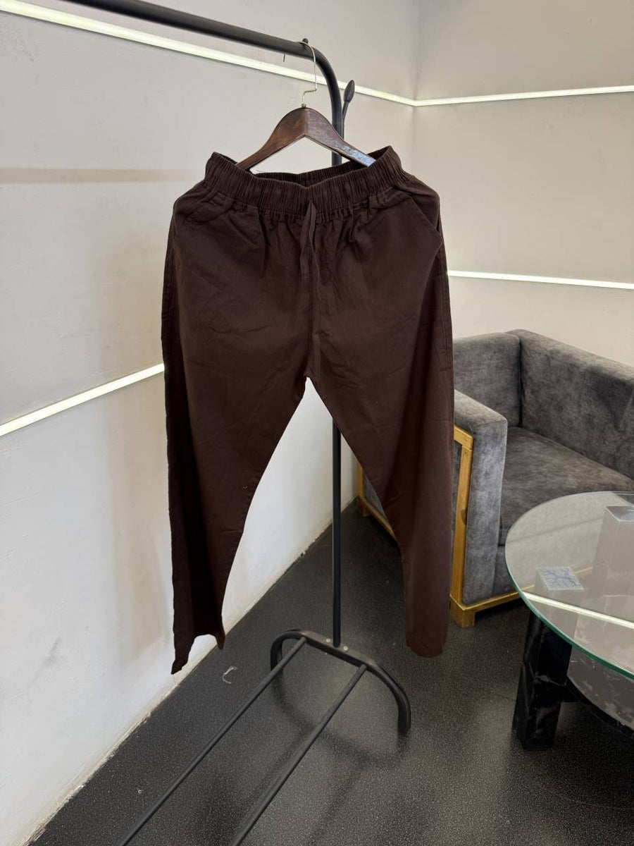 imported linen track trouser brown