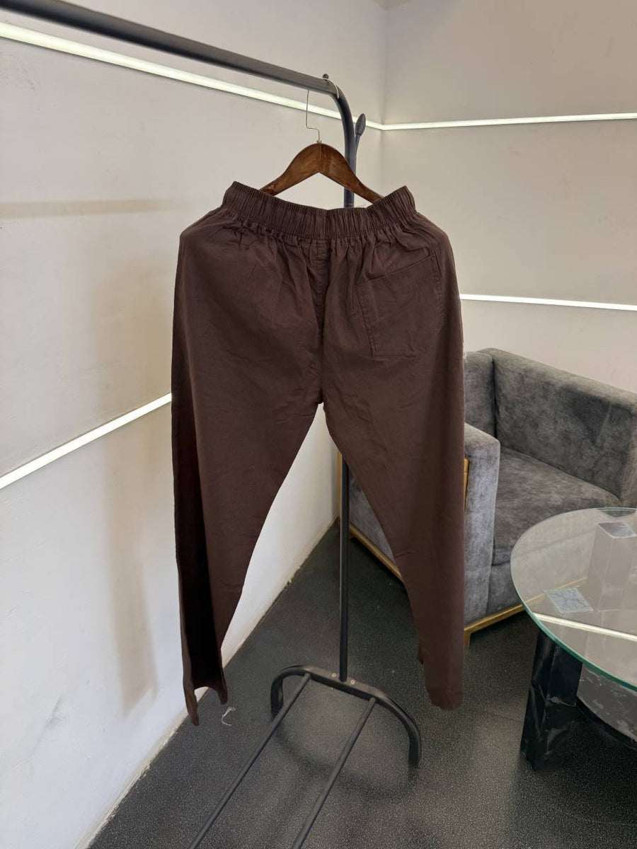 imported linen track trouser brown