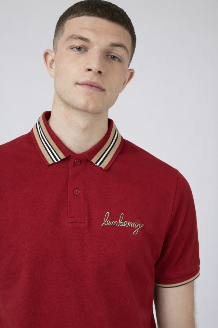 Burberry Chest Logo Polo T-shirt Maroon