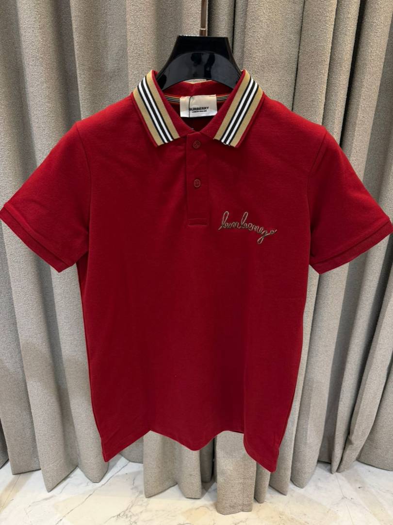 Burberry Chest Logo Polo T-shirt Maroon